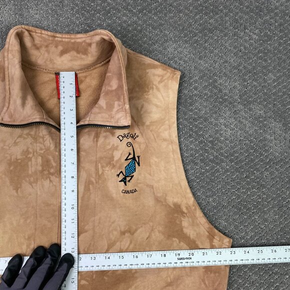 Dagoli Canada Vest Adult Unisex Large Brown Full Zip Tribal Tie Dye Sweatshirt - Picture 10 of 13